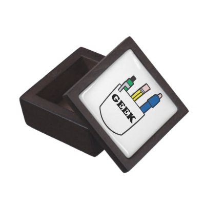 funny GEEK pocket protector graphic Premium Trinket Box Planetjill_giftbox