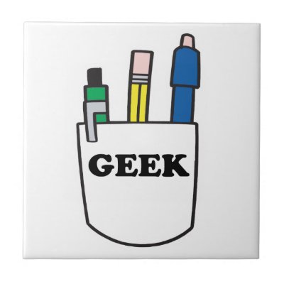 funny GEEK pocket protector graphic Ceramic Tile Zazzle_tile