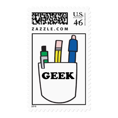 Funny GEEK Pocket Protector Postage Stamp by geekme