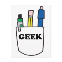 Funny GEEK Pocket Protector postcards