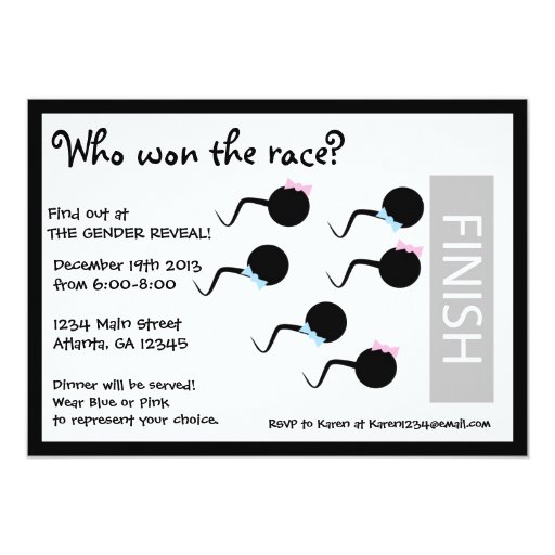 Funny Gender Reveal Party Invitation Sperm Race Zazzle