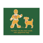 Funny Gingerbread Man and Dog for Christmas Post Card