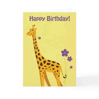 Cute and Funny Giraffe Birthday card zazzle_card