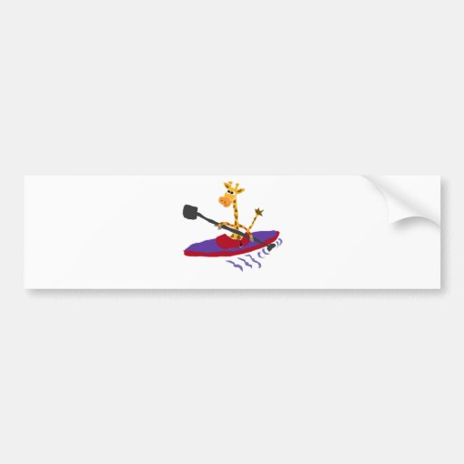 Funny Giraffe Kayaking Bumper Sticker Zazzle