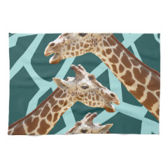 Funny Giraffe Print Teal Blue Wild Animal Patterns Towel