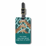 Funny Giraffe Print Teal Blue Wild Animal Patterns Tags For Bags