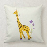 Funny Giraffe Roller Skating Children's throwpillow
