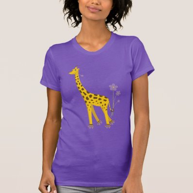 Funny Giraffe Roller Skating Dark Womens T-shirt