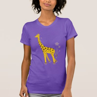 Funny Giraffe Roller Skating Dark Womens Tshirts