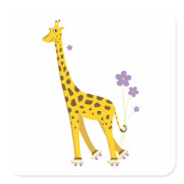 Funny Giraffe Roller Skating Sticker