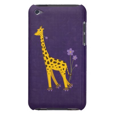 Funny Giraffe Roller Skating Violet Barely There iPod Case