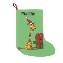 Funny Giraffe with Christmas Package Small Christmas Stocking