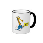 funny giraffe with hello hi sign cartoon mugs