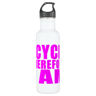 Funny Girl Cyclists Quotes : I Cycle Therefore I 24oz Water Bottle