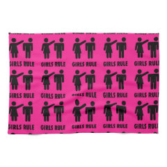 Funny Girls Rule Hot Pink Feminist Gifts Kitchen Towels
