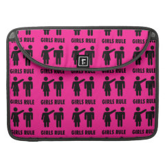 Funny Girls Rule Hot Pink Feminist Gifts Sleeve For MacBooks