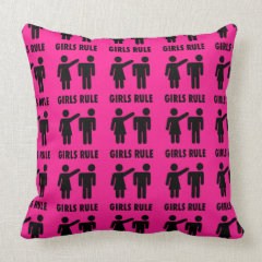 Funny Girls Rule Hot Pink Feminist Gifts Pillows