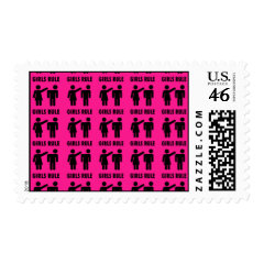 Funny Girls Rule Hot Pink Feminist Gifts Postage Stamps