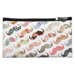 Funny Girly  Colorful Patterns Mustaches Makeup Bags