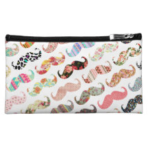 Funny Girly  Colorful Patterns Mustaches Makeup Bags
