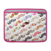 Funny Girly  Colorful Patterns Mustaches MacBook Sleeve at  Zazzle