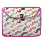 Funny Girly  Colorful Patterns Mustaches MacBook Pro Sleeves