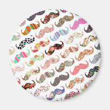 Funny Girly  Colorful Patterns Mustaches Fridge Magnets