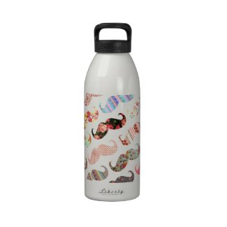 Funny Girly Colorful Patterns Mustaches Drinking Bottles