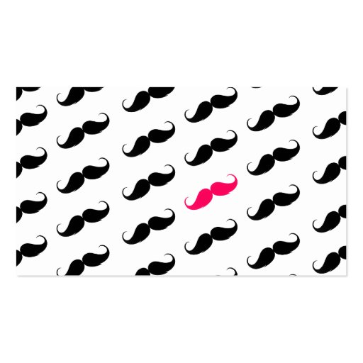 Funny Girly Pink  And Black Mustache Pattern Business Card