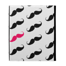 Funny Girly Pink  And Black Mustache Pattern iPad Case