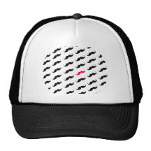 Funny Girly Pink  And Black Mustache Pattern Mesh Hats