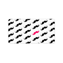 Funny Girly Pink  And Black Mustache Pattern Custom Address Labels