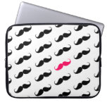 Funny Girly Pink  And Black Mustache Pattern Laptop Computer Sleeves