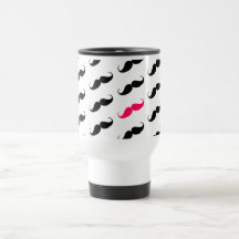 Funny Girly Pink  And Black Mustache Pattern Coffee Mug