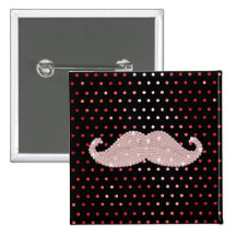 Funny Girly Pink Bling Mustache Polka Dots Pattern