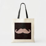 Funny Girly Pink Bling Mustache Polka Dots Pattern Bags