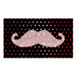 Funny Girly Pink Bling Mustache Polka Dots Pattern Business Card Templates
