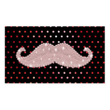 Funny Girly Pink Bling Mustache Polka Dots Pattern Business Card Templates