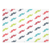 Funny Girly Pink Blue Grren Mustaches pattern Announcements