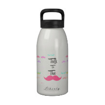 Funny Girly Talk To The Mustache Bright Pink Heart Water Bottle