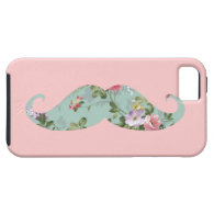 Funny Girly Vintage Pink Floral Mustache iPhone 5 Covers