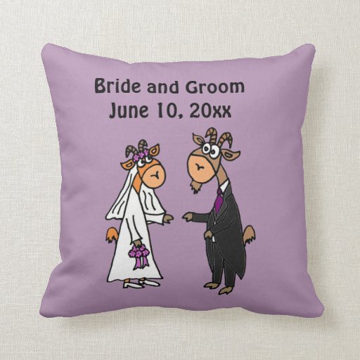 Funny Goat Bride and Groom Wedding Throw Pillows Zazzle