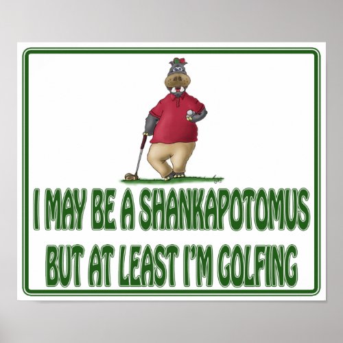Funny Golf Posters: Shankapotomus Hippo print