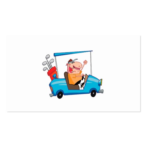 funny golfer in golf cart business card template (back side)