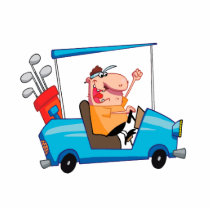 funny golfer in golf cart cut out
