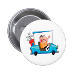 funny golfer in golf cart pin