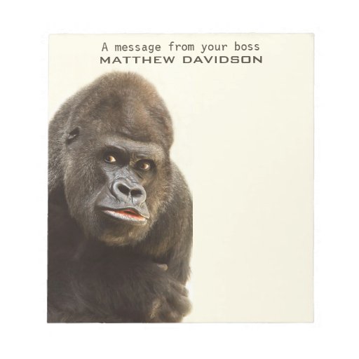 Funny Gorilla custom text notepads Zazzle