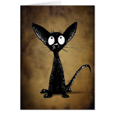 Funny gothic black oriental cat custom card