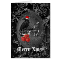 Funny  gothic crow black Christmas Greeting Card