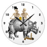 Funny gothic steampunk Skelatons & Rhino Clock